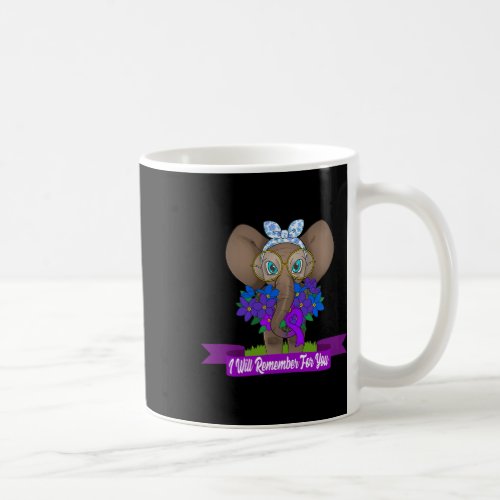 Elephant Alzheimerheimer Awareness Gift Purple Rib Coffee Mug