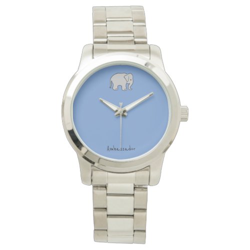 Elephant Ambassador silver metal watch