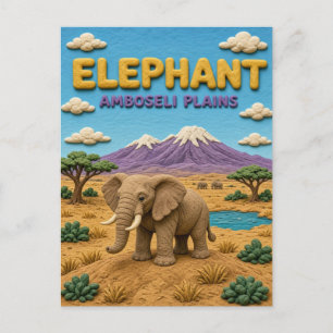Elephant Amboseli Plains Modern KlayKoo Postcard