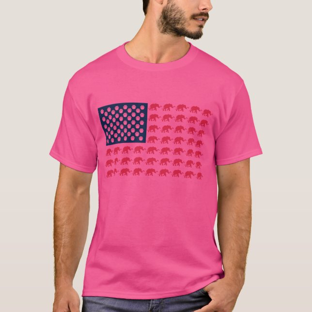 Elephant American Flag T-Shirt (Front)