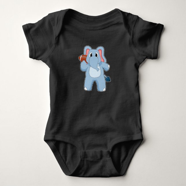 Elephant American Football Baby Bodysuit (Front)