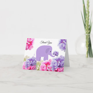 Elephant Among the Peony Flowers Thank You Card