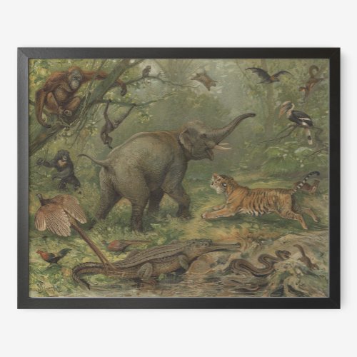 Elephant and Animal Friends Poster