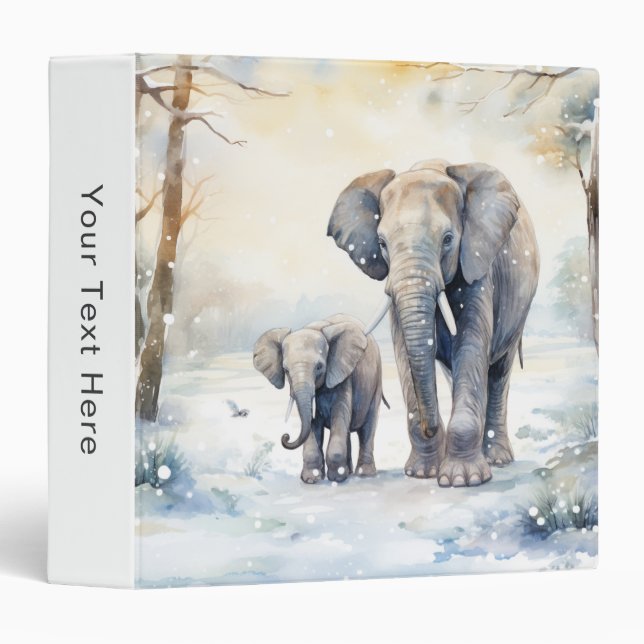 Elephant and Baby 3 Ring Binder (Front/Spine)
