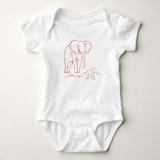 Elephant and Baby Baby Bodysuit (Front)