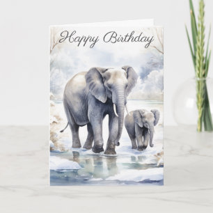 Elephant and Baby Card