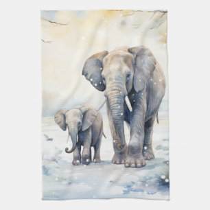 Elephant and Baby Kitchen Towel