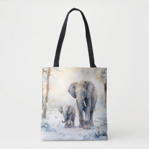 Elephant and Baby Tote Bag