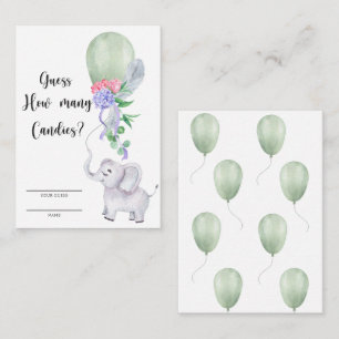 Elephant and Balloon Guess how many candies Enclosure Card