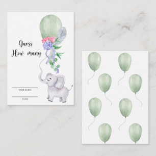 Elephant and Balloon Guess how many Enclosure Card
