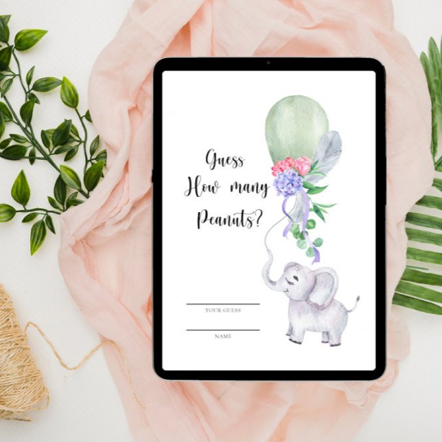 Elephant and Balloon Guess how many peanuts Enclosure Card (Creator Uploaded)