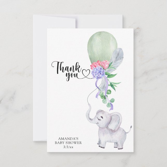 Elephant and balloon Thank you (Front)