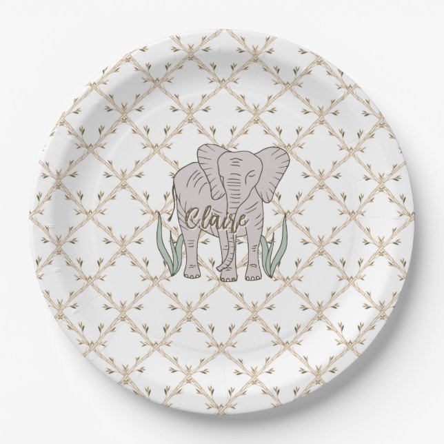 Elephant and Bamboo Paper Plates (Front)