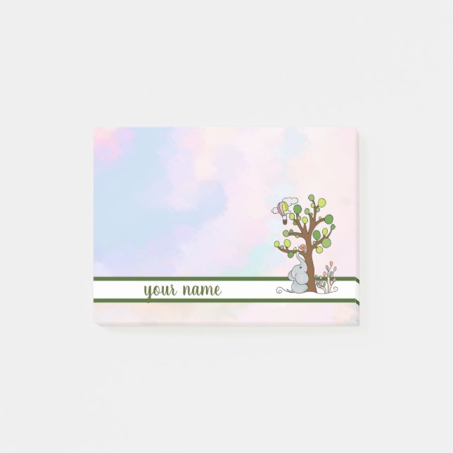 Elephant and baum adhesive post-it notes (Front)