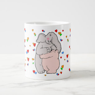 Elephant and bear hug giant coffee mug