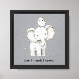 Elephant and Bird Best Friends Canvas Print