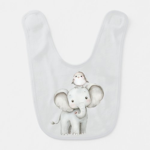 Elephant and Bird Best Friends Forever Baby Bib