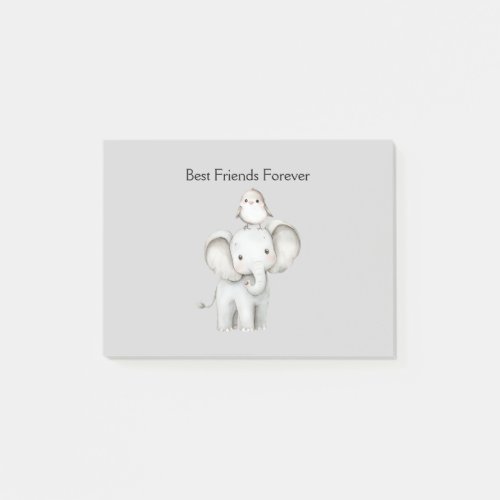 Elephant and Bird Best Friends Post-it Notes