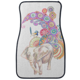 elephant and bird car mat