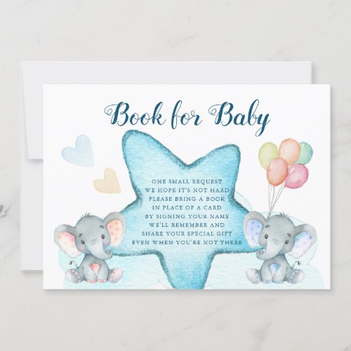 Elephant And Blue Star Books Request Baby Shower Invitation