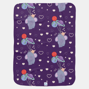 Elephant and Bunny Space Balloon Ride Whimsical Baby Blanket