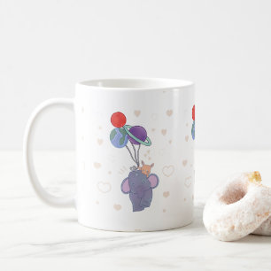 Elephant and Bunny Space Balloon Ride Whimsical Coffee Mug