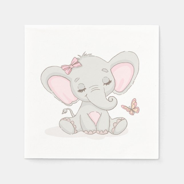 Elephant and Butterfly Zebra Napkins (Front)
