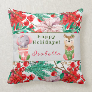 Elephant and Deer Customize Text and Name 20"X20" Throw Pillow