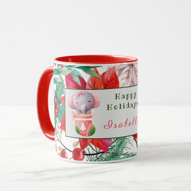 Elephant and Deer Customize Text and Name Mug (Front Left)