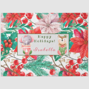 Elephant and Deer Customize Text and Name Tissue Paper