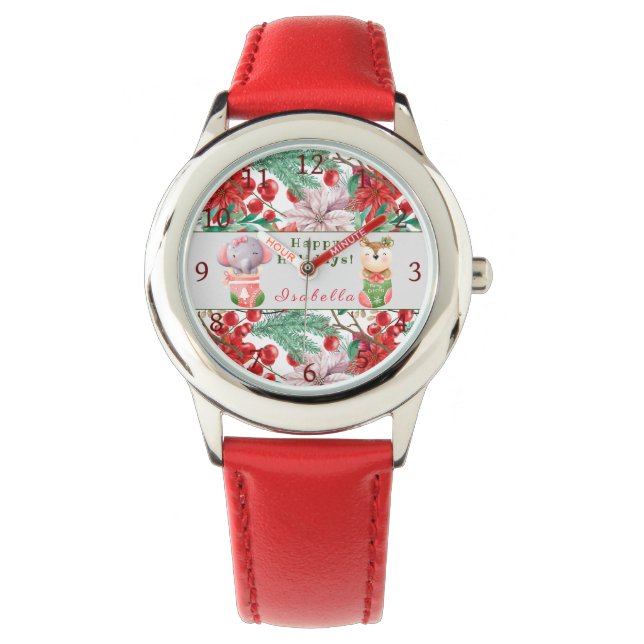 Elephant and Deer Customize Text and Name Watch (Front)