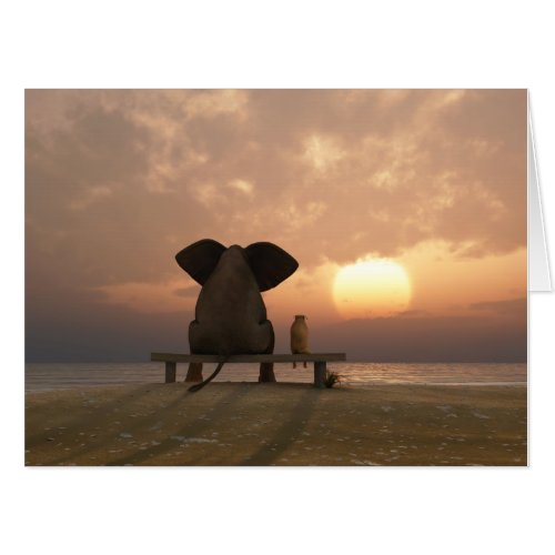 Elephant and Dog Friends 18x24 Big Card