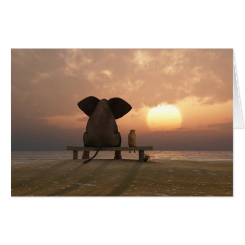 Elephant and Dog Friends 24x36 Big Card