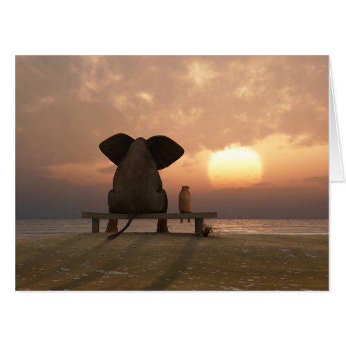 Elephant and Dog Friends 36x48 Big Card