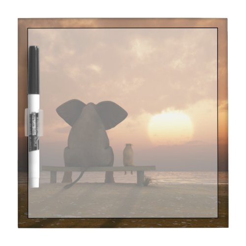 Elephant and Dog Friends Dry Erase Board