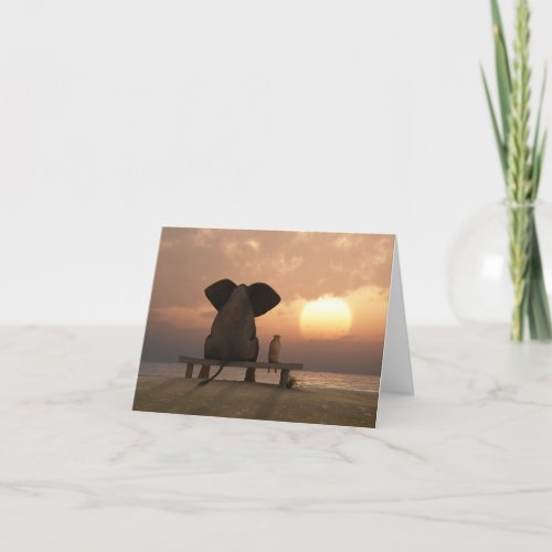 Elephant and Dog Friends Note Card