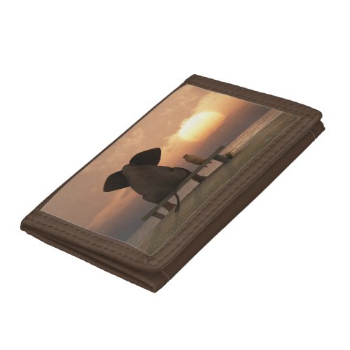Elephant and Dog Friends TriFold Nylon Wallet