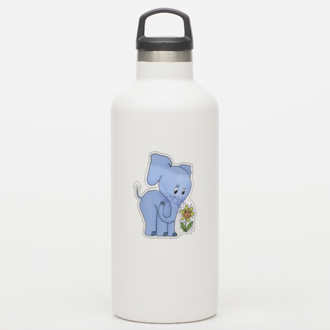 Elephant and flower sticker (Waterbottle)