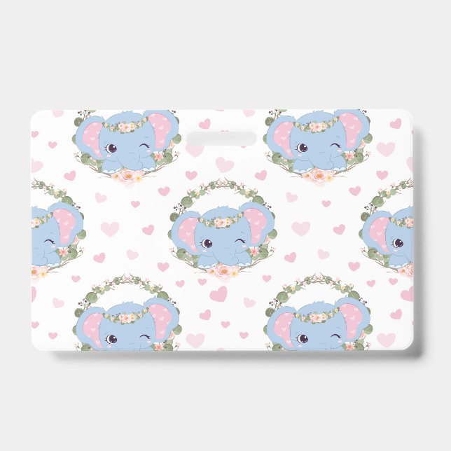 Elephant And Flower Tattoo Badge (Front)