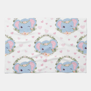 Elephant And Flower Tattoo Kitchen Towel