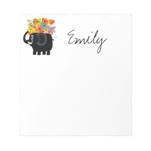 Elephant and flowers notepad