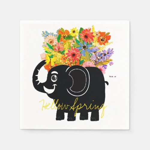 Elephant and flowers Paper Napkin