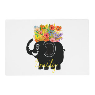 Elephant and flowers placemat