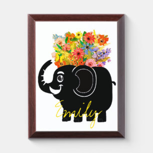 Elephant and flowers Plaque