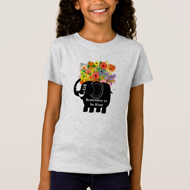 Elephant and flowers T-Shirt (Front)