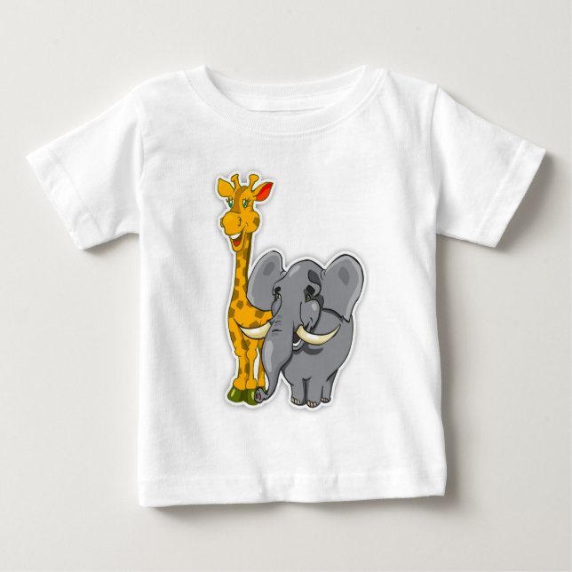 Elephant And Giraffe Baby T Shirt Matches Cards (Front)