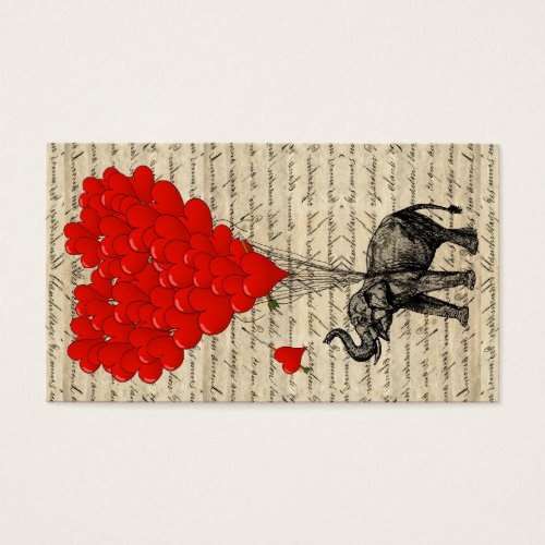 Elephant and heart shaped balloons business card
