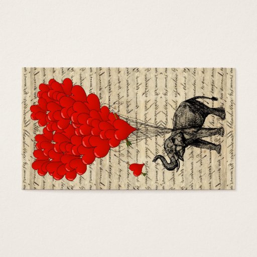 Customizable Elephant and heart shaped balloons business card