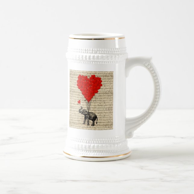 Elephant and heart shaped balloons beer stein (Right)