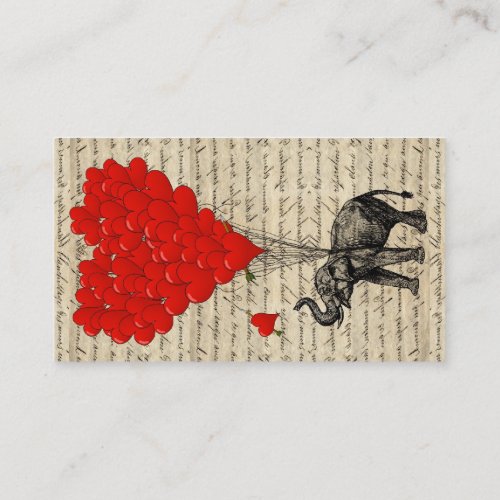 Elephant and heart shaped balloons business card
